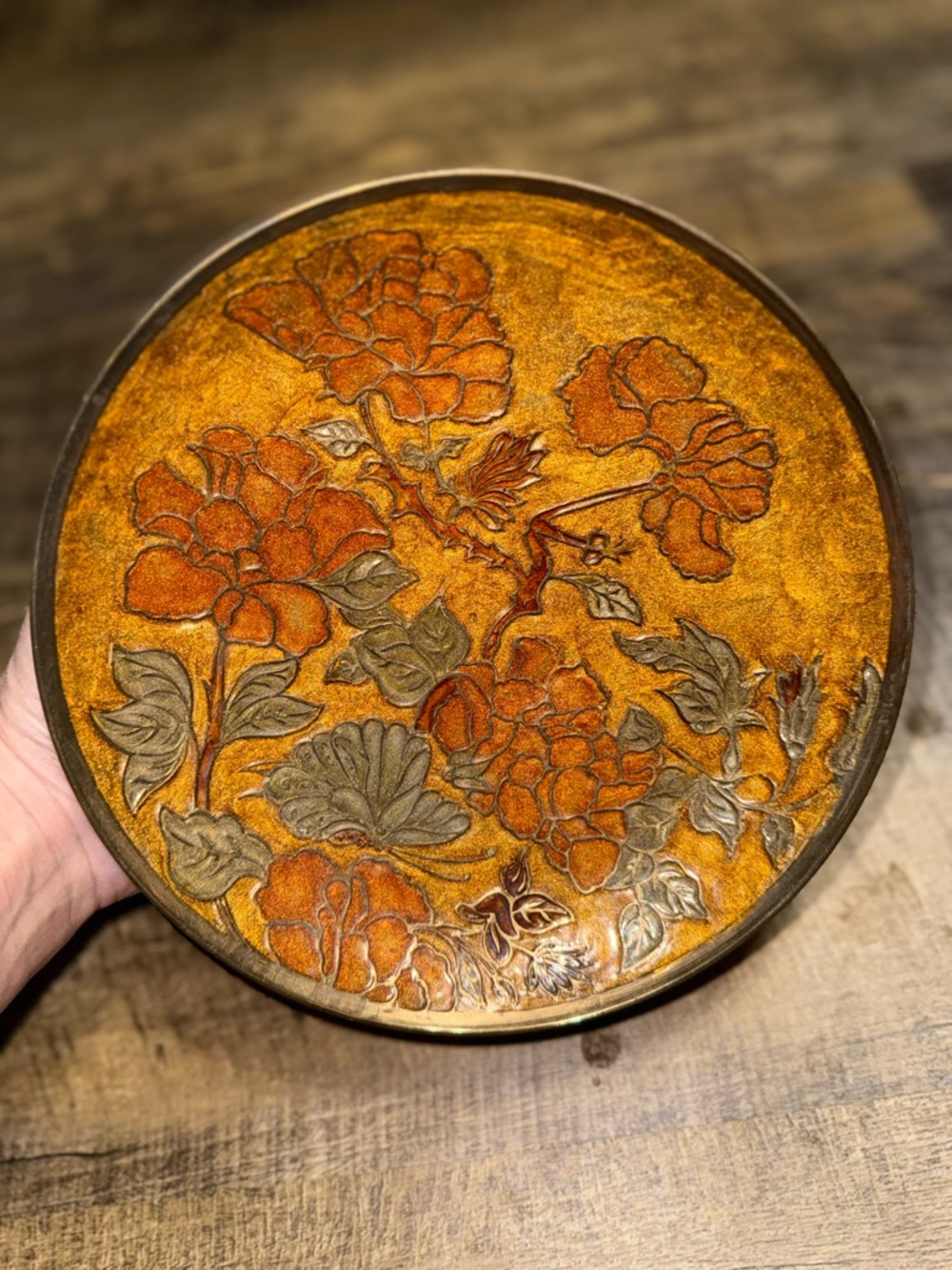 Brass & Enamel Pedestal Bowl - Made in India